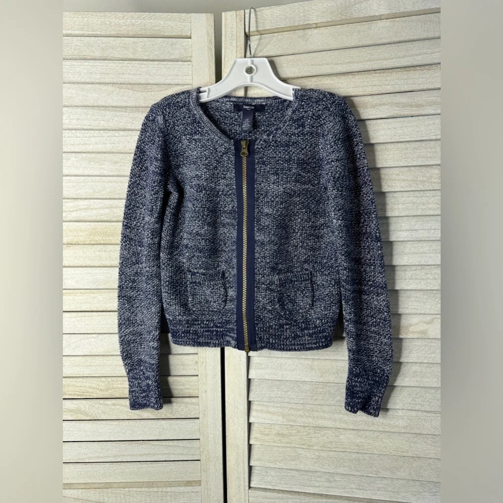 Gap Kids. Blue & White Knit Zip-Up Sweater. Size Small. Great Condition